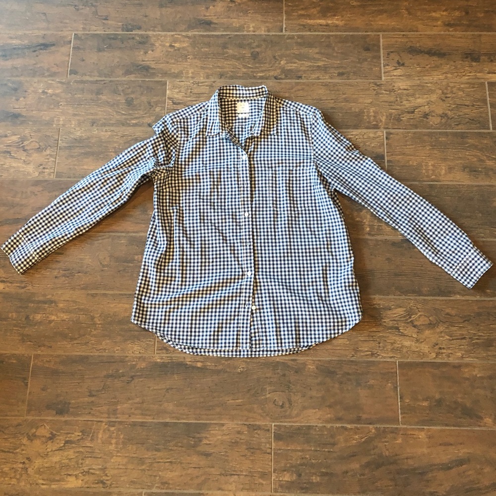 Navy & white gingham LS shirt - The Gap, size L